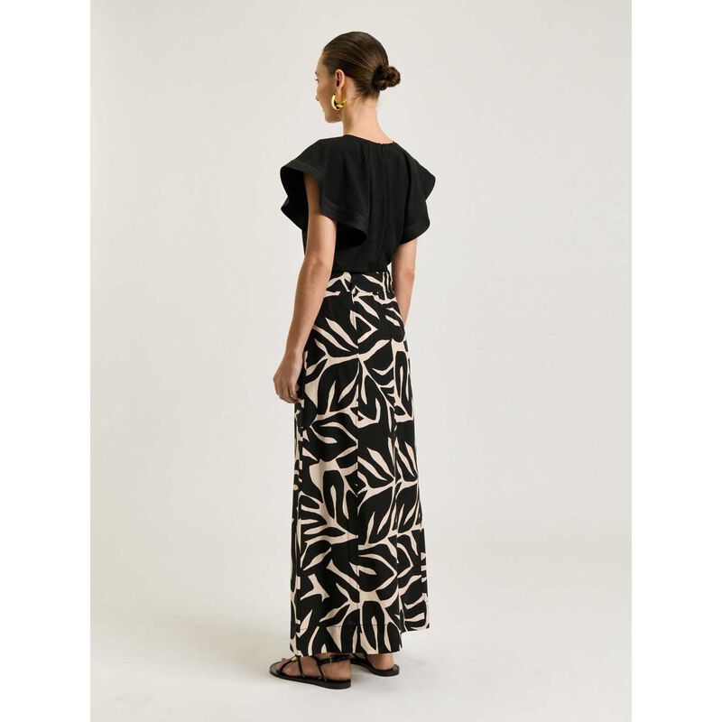 Veronika Maine Black Foliage Maxi Skirt image number 1